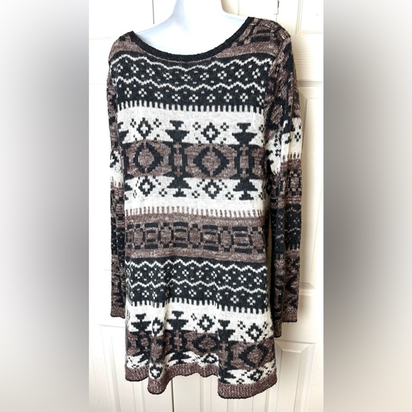 FREE PEOPLE Fair Isle Cabin Fever Sweater Tunic Wool Blends Long Nordic Geo Knit - Picture 11 of 15